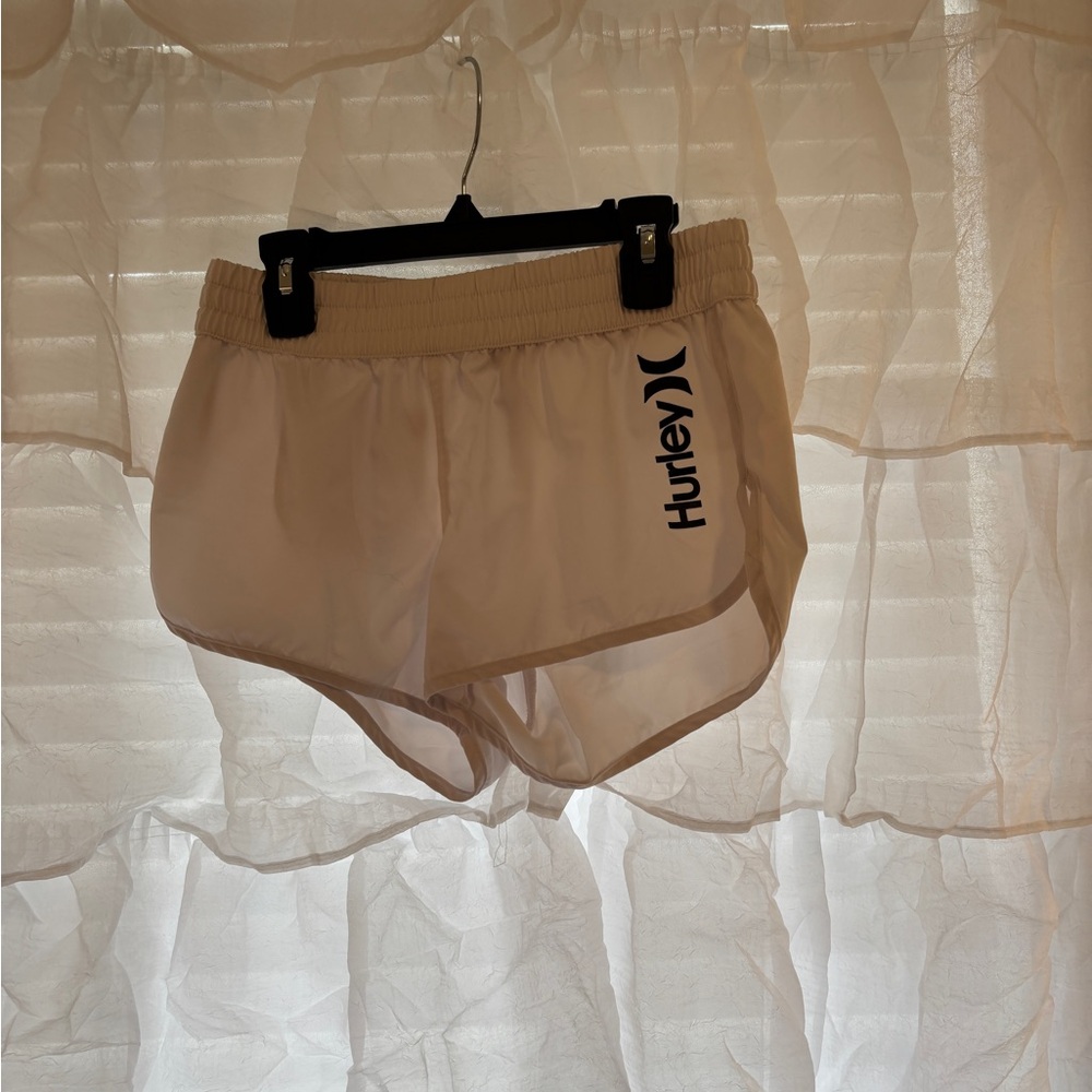 Hurley Tan Athletic Shorts with Elastic Waistband